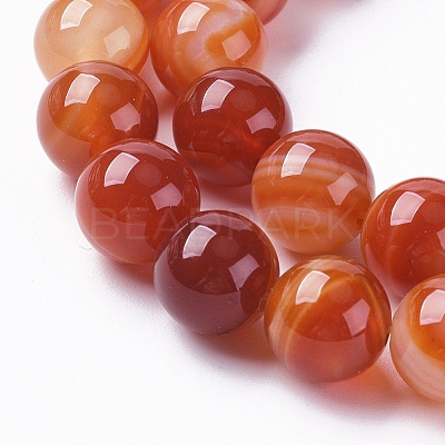 Natural Striped Agate/Banded Agate Beads Strands G-G582-10mm-59-1