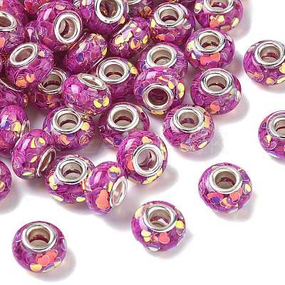 Transparent Resin Rondelle European Beads RESI-S023-10-1
