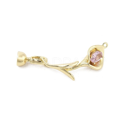 Brass Micro Pave Cubic Zirconia Fold Over Clasps KK-U059-08G-1