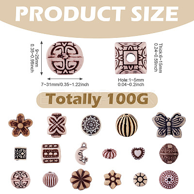 100G Mixed Antique Style Acrylic Beads MACR-TA0002-38-1