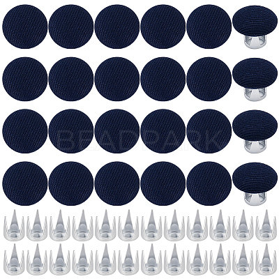 24 Bags Flat Round Cloth Cap Nail Buttons BUTT-BC0001-21B-1