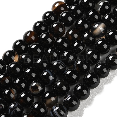 Natural Striped Agate/Banded Agate Beads Strands G-Z060-A01-A08-1