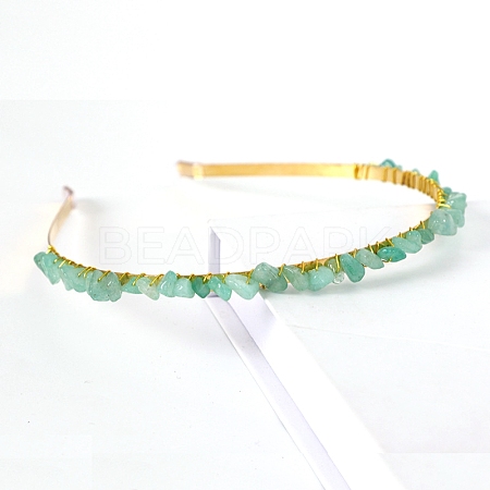 Natural Green Aventurine Hair Bands PW-WGC1C33-19-1