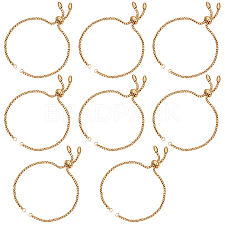 8Pcs Adjustable 304 Stainless Steel Slider Bracelets Making STAS-SC0006-03G-1