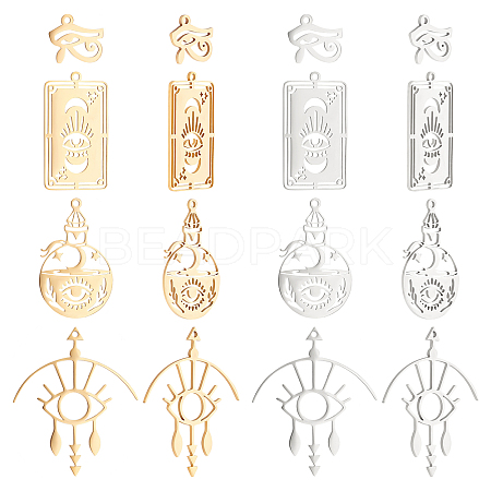 DICOSMETIC 16Pcs 8 Style 201 Stainless Steel Laser Cut Pendants STAS-DC0009-93-1