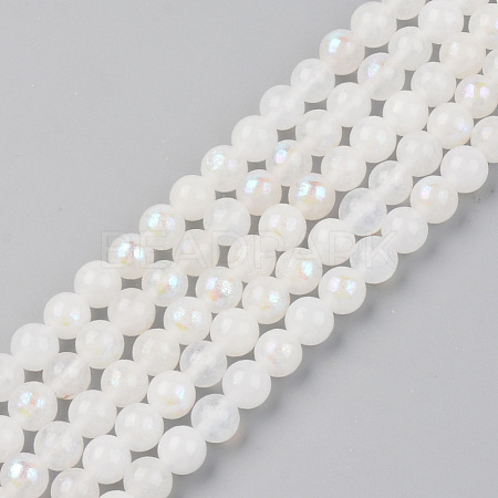 Electroplated Natural White Moonstone Beads Strands X-G-S369-012B-C-1