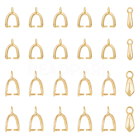 SUPERFINDINGS 40Pcs 2 Style Rack Plating Eco-friendly Brass Ice Pick Pinch Bails KK-FH0005-33-1