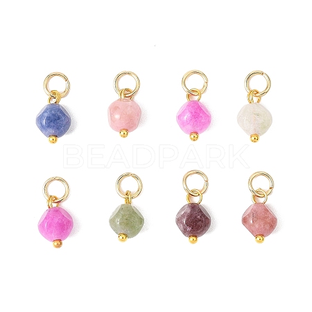 Natural Colorful Tourmaline Dice Charms PALLOY-JF04580-01-1