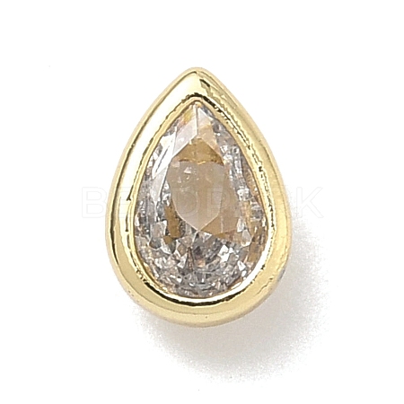 Teardrop Brass Micro Pave Cubic Zirconia Cabochons KK-P345-13G-B02-1
