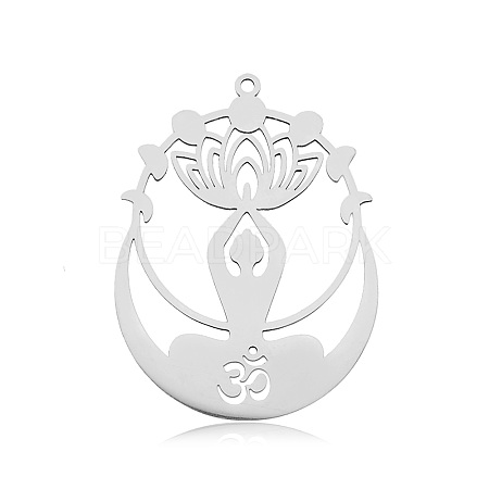 Non-Tarnish 201 Stainless Steel Yoga Theme Pendants STAS-S105-LA723-1-1