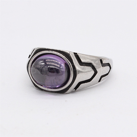 316L Surgical Stainless Steel and Synthetic Gemstone Finger Rings for Men FS-WG3E90C-35-1