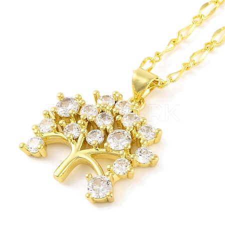 Brass Pave Clear Cubic Zirconia Pendant Necklaces for Women LS-NJEW-S430-03G-02-1