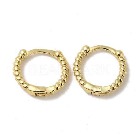 Twisted Ring Brass Huggie Hoop Earrings for Women EJEW-C097-06B-G-1