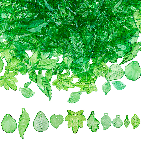 500Pcs 10 Styles Transparent Acrylic Pendants MACR-FH0001-28-1