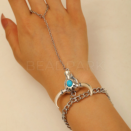 Alloy and Synthetic Turquoise Ring Bracelets for Women FS-WG192DC-01-1