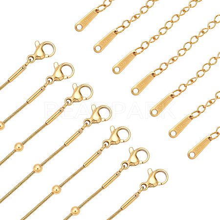 20Pcs Stainless Steel Round Snake Chain Necklaces with Ball NJEW-OC0001-08G-1