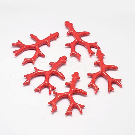 Branch Dyed Synthetical Coral Big Pendants CORA-L041-01B-1