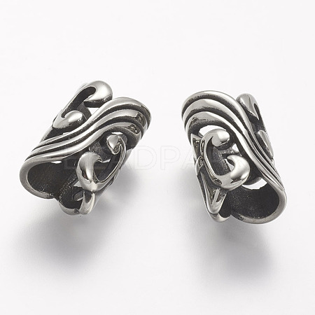 304 Stainless Steel Hollow Beads STAS-P144-01AS-1