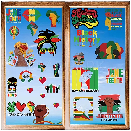 8 Sheets 8 Styles Juneteenth PVC Waterproof Wall Stickers DIY-WH0345-133-1