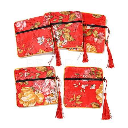 Chinese Style Floral Cloth Jewelry Storage Zipper Pouches AJEW-D063-01B-1