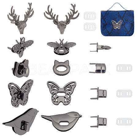   5 Style Bird/Butterfly/Cat Alloy Bag Twist Lock Clasps FIND-PH0017-37-1