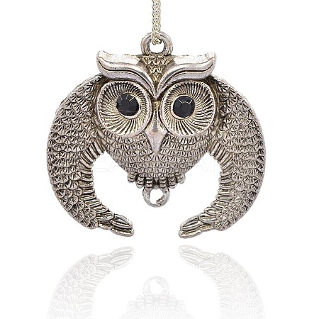 Antique Silver Plated Alloy Rhinestone Bird Pendants ALRI-J111-02AS-1