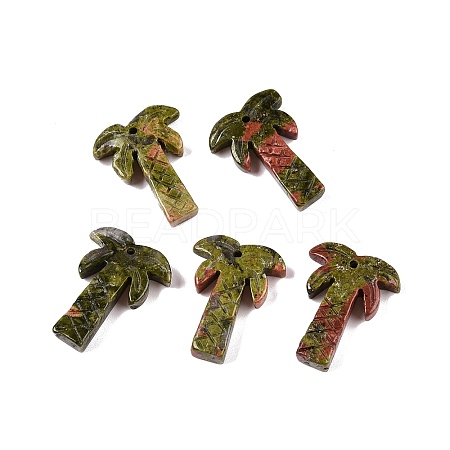 Natural Unakite Coconut Tree Pendants G-N342-02B-1