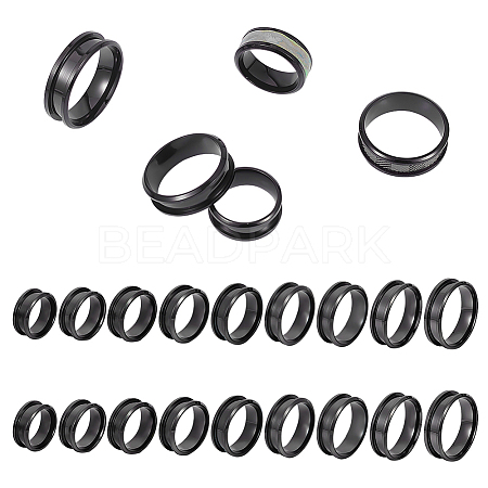 Unicraftale 18Pcs 9 Size 201 Stainless Steel Grooved Finger Ring Settings STAS-UN0049-98EB-1