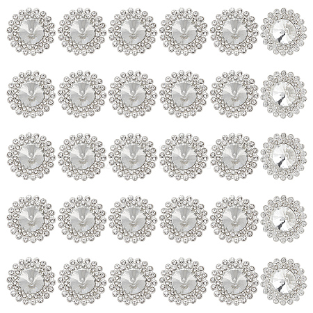 MAYJOYDIY US 30Pcs Alloy Rhinestone Shank Buttons BUTT-MA0001-03-1