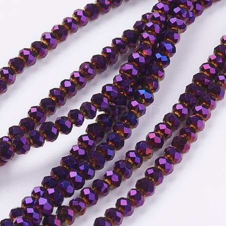 Faceted Rondelle Electroplate Glass Beads Strands X-EGLA-D020-3x2mm-84-1