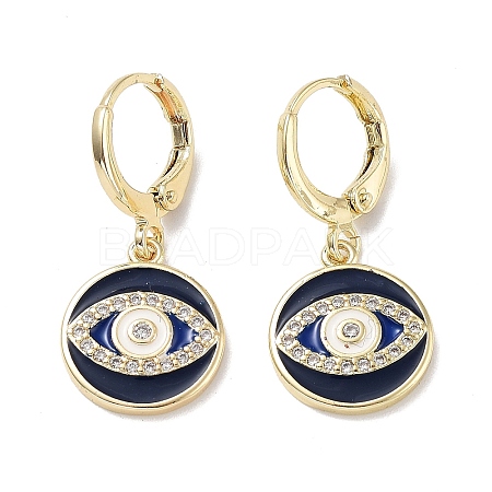 Evil Eye Golden Brass Dangle Leverback Earrings EJEW-L269-011G-02-1