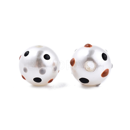 Spot Pattern Opaque ABS Plastic Imitation Pearl Enamel Beads KY-G020-02A-1