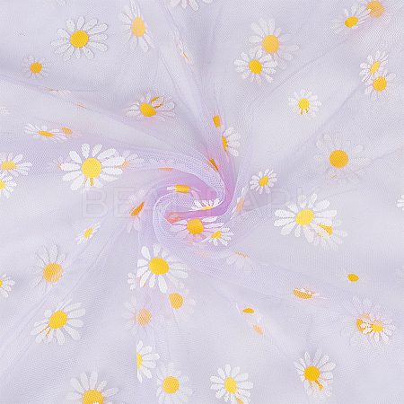 4 Yard Daisy Pattern Nylon Mesh Fabric AJEW-WH0314-459A-1