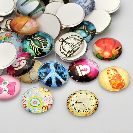 Mixed Pattern Glass Cabochons GGLA-X0001-1