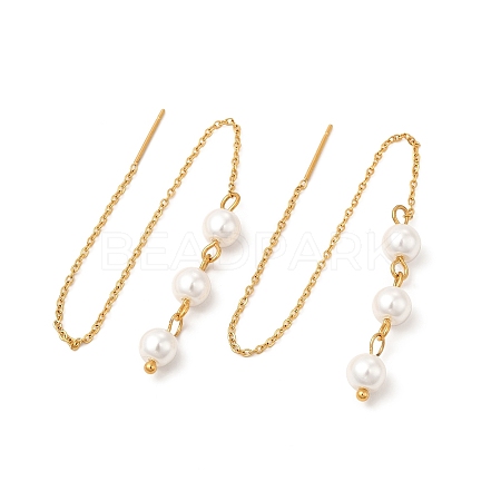 Glass Pearl Beaded Ear Thread EJEW-P219-13G-1