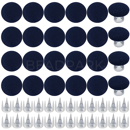 24 Bags Flat Round Cloth Cap Nail Buttons BUTT-BC0001-21B-1