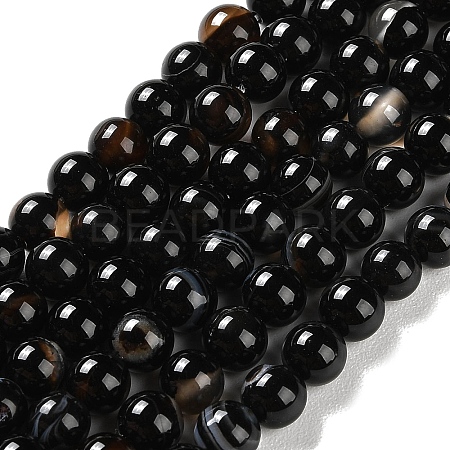 Natural Striped Agate/Banded Agate Beads Strands G-Z060-A01-A08-1