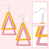 ANATTASOUL 8 Pairs 8 Colors Wood Double Triangle Dangle Earrings with Iron Pins EJEW-AN0004-46-3