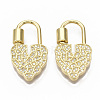 Brass Micro Pave Clear Cubic Zirconia Screw Carabiner Lock Charm ZIRC-T014-009-NF-1