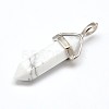 Faceted Bullet Natural Howlite Double Terminated Pointed Pendants X-G-J261-B11-1