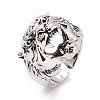 Tiger Head Wide Band Rings for Men RJEW-F126-06AS-2