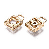 Brass Micro Pave Clear Cubic Zirconia Charms KK-S359-095-RS-3