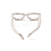 Brass Glasses Frame Open Cuff Ring for Women RJEW-F140-140P-2