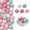 50Pcs 5 Styles Round Silicone Beads SIL-YW0001-22-1