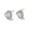 Clear Cubic Zirconia Heart Stud Earrings X-EJEW-K093-21P-1