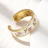 Brass Enamel Cuff Rings RJEW-P166-05G-02-2
