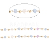 Faceted Rondelle Glass & Round 304 Stainless Steel Beaded Chains CHS-G026-01KCG-03-2