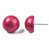 Painted Half Round Schima Wood Earrings for Girl Women EJEW-T017-02D-3