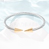 Duo Tone 304 Stainless Steel Double Terminal Cone Open Cuff Bangles for Women SA-CBA2192-03GP-2