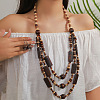Bohemian Ethnic Style Wood Beaded Multilayer Necklaces & Dangle Earrings Sets WG82ABA-09-1